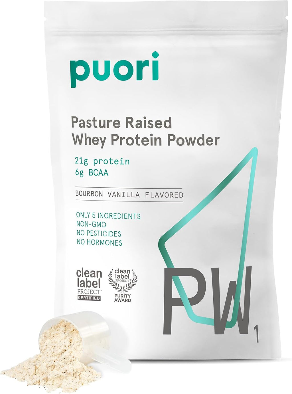 Puori PW1, Grass Fed Whey Protein Powder, Bourbon Vanilla, 30 Servings