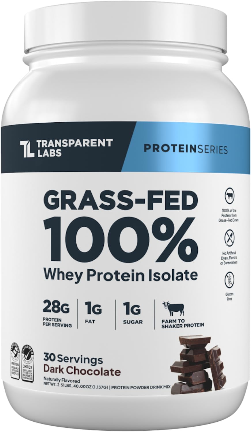 Transparent Labs Grass-Fed Whey Protein - 30 Servings, Milk Chocolate