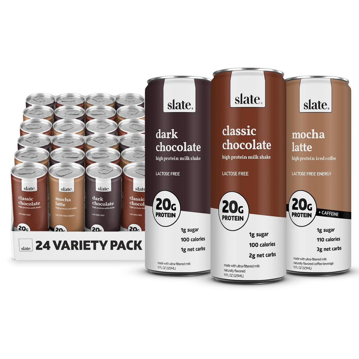 Slate Milk Dark Chocolate 20g High Protein Milk Shake (12 Cans)