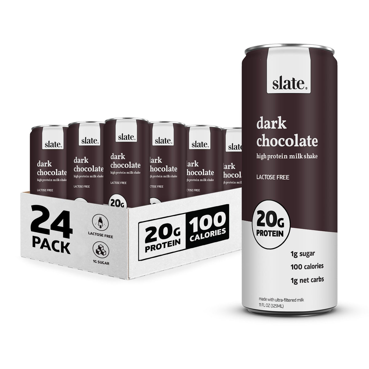 Slate Milk Dark Chocolate 20g High Protein Milk Shake (12 Cans)