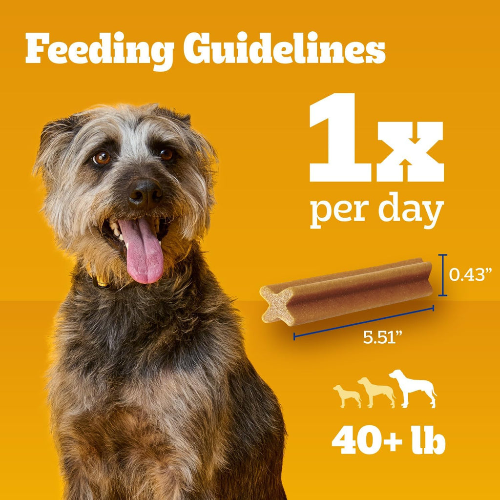 Pedigree Dentastix Large Breed Dental Dog Treats, Original, 32 Count | Triple action dental care, reduces tartar, cleans teeth, freshens breath, for dogs 40+ lbs, no added sugar/fillers