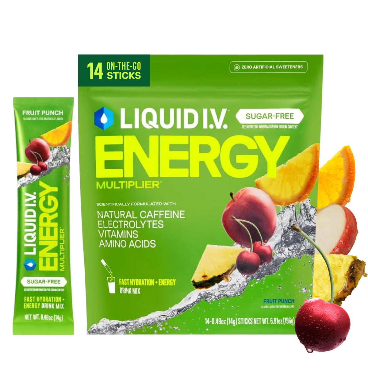 Liquid I.V. Sugar Free + Energy Electrolytes, BlackBerry Lemonade, 14 Count