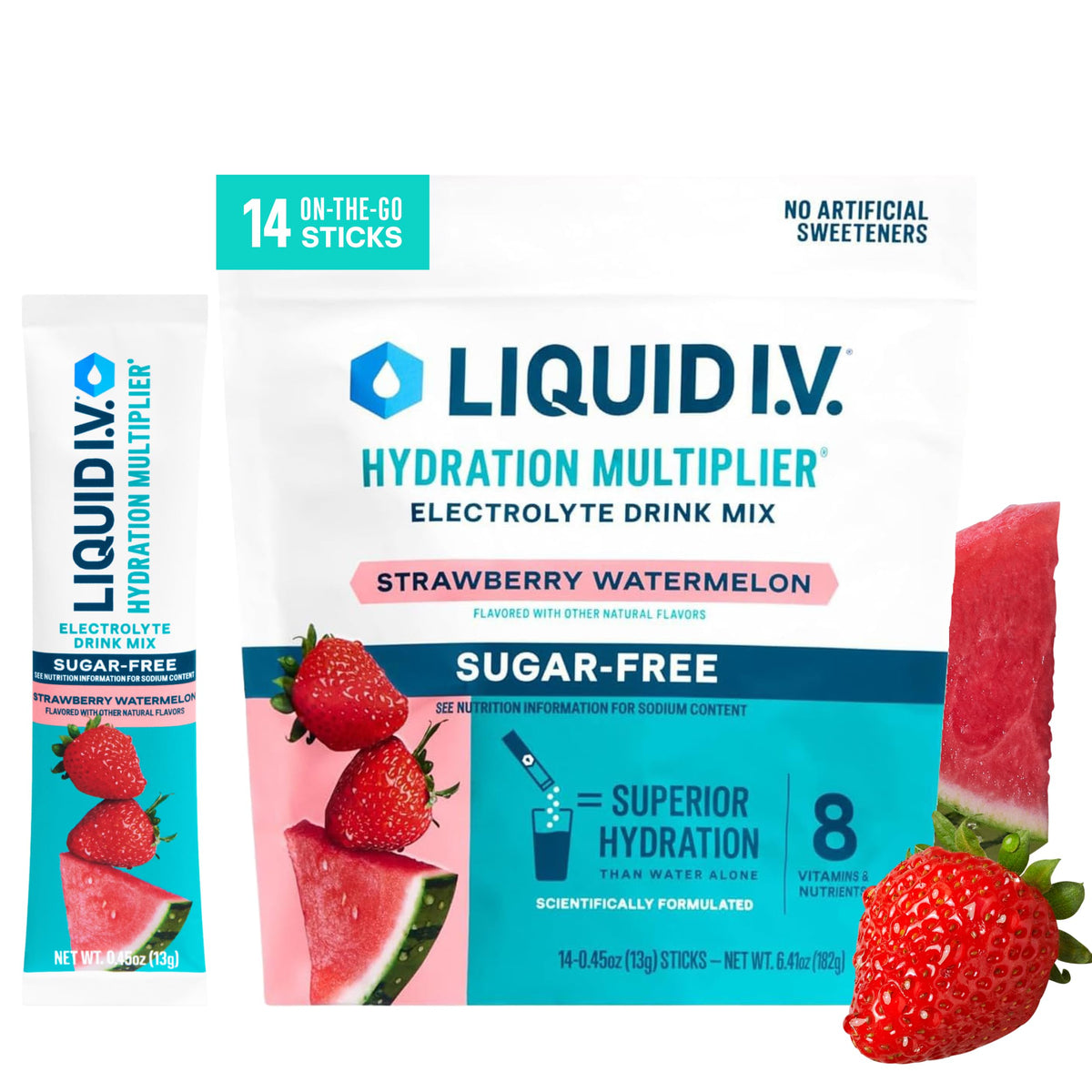 Liquid I.V. Sugar Free Hydration Electrolytes, Lemon Lime, 14 Count