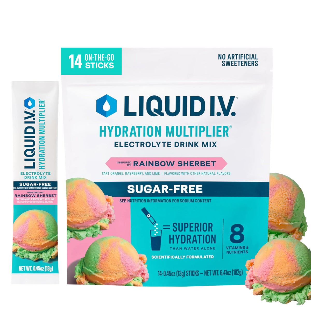 Liquid I.V. Sugar Free Hydration Electrolytes, Lemon Lime, 14 Count