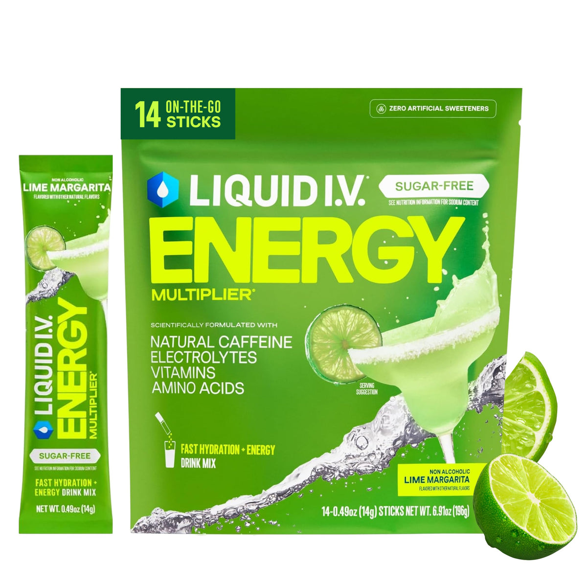 Liquid I.V. Sugar Free + Energy Electrolytes, BlackBerry Lemonade, 14 Count