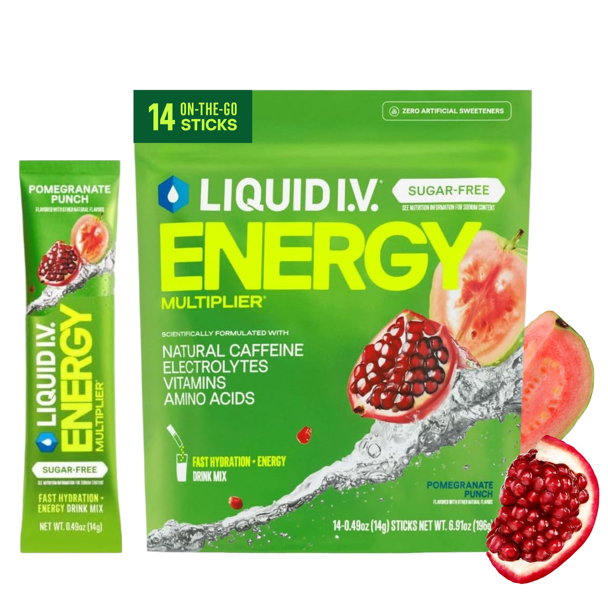 Liquid I.V. Sugar Free + Energy Electrolytes, BlackBerry Lemonade, 14 Count
