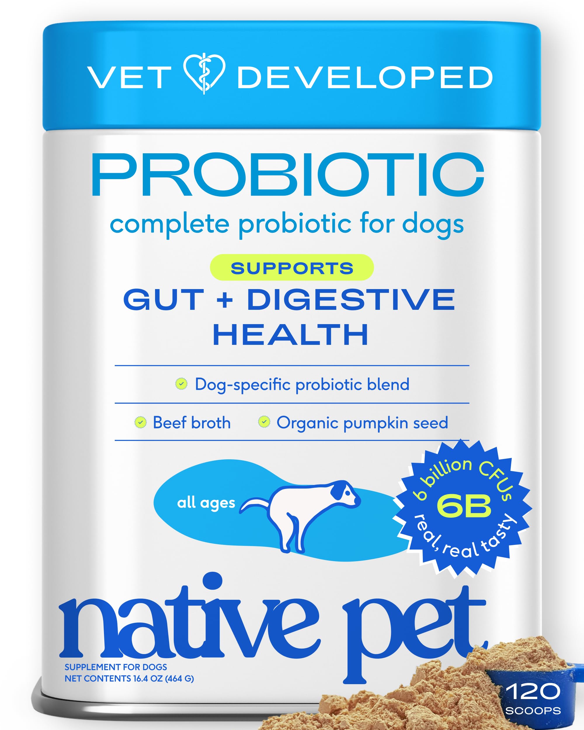 Native Pet Pumpkin for Dogs - Organic Dog Food Topper Powder - Promotes Firm Stools, Supports Digestive, Bowel Health & Nutrient Absorption - USDA Organic, Rich in Fiber with Real Pumpkin - 30 Scoops