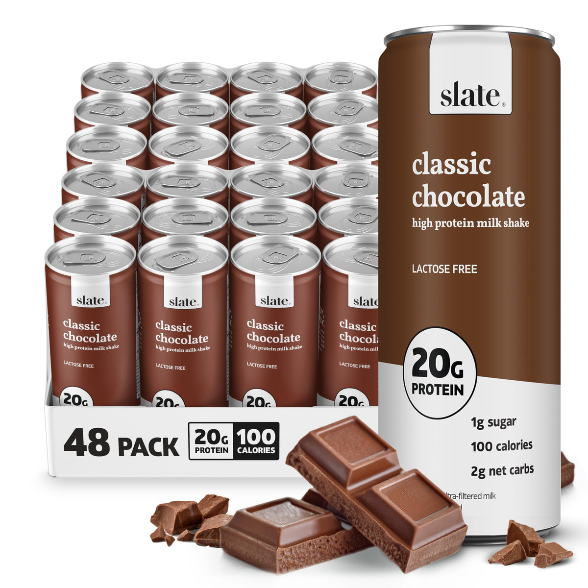 Slate Milk Dark Chocolate 20g High Protein Milk Shake (12 Cans)