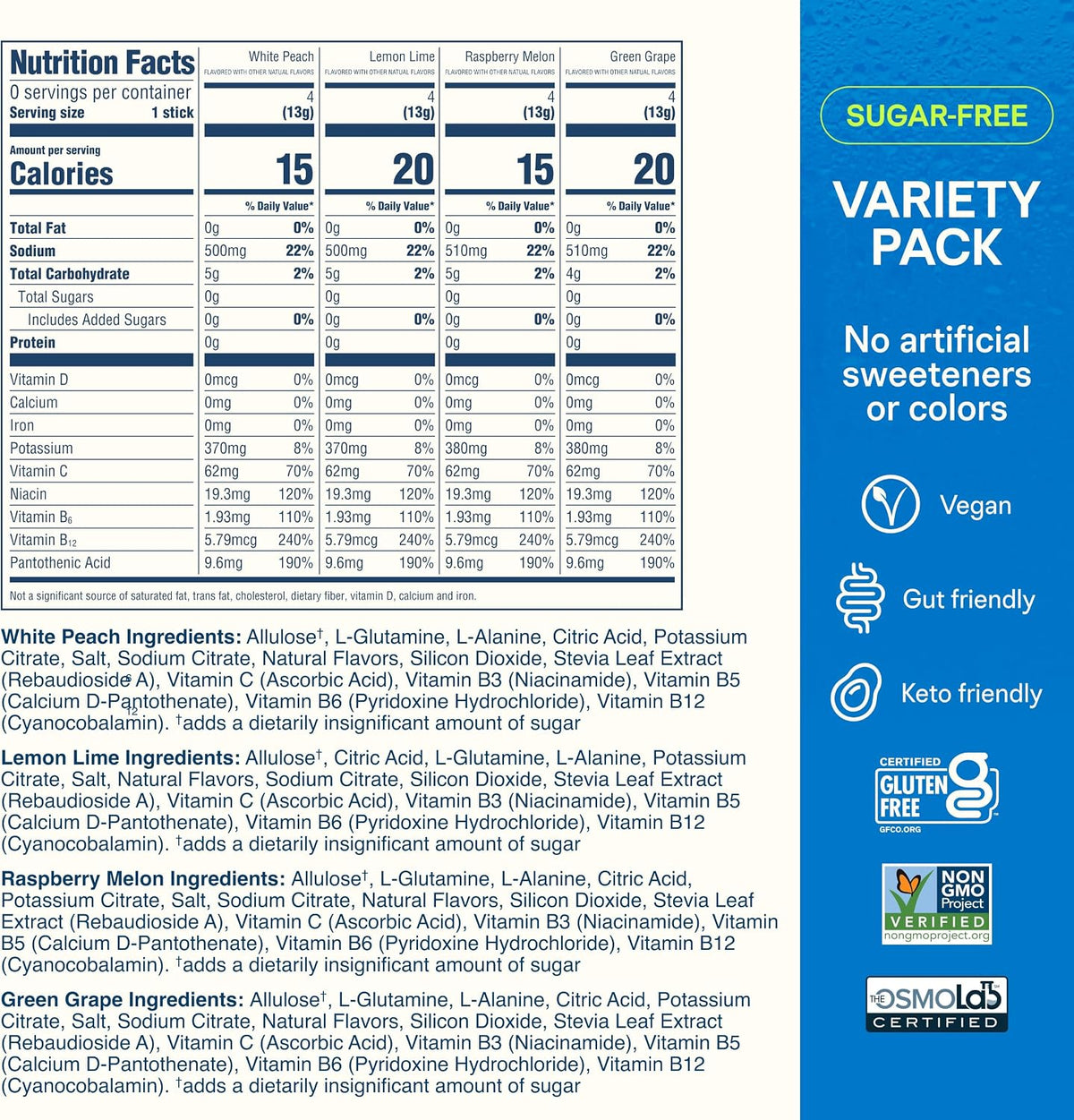 Liquid I.V. Sugar Free Electrolyte Packets, Classic Variety Pack, 16 Count